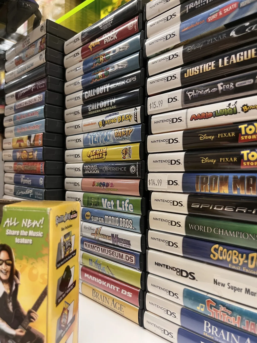 Stacks of Nintendo DS games at Play Again